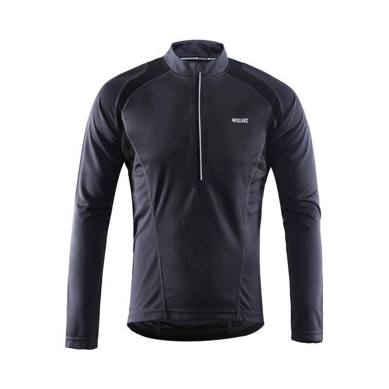 Men Women Quick Dry Cycling Jersey Long Sleeve Mountain Bike Top Breathable Half Zip Sportswear