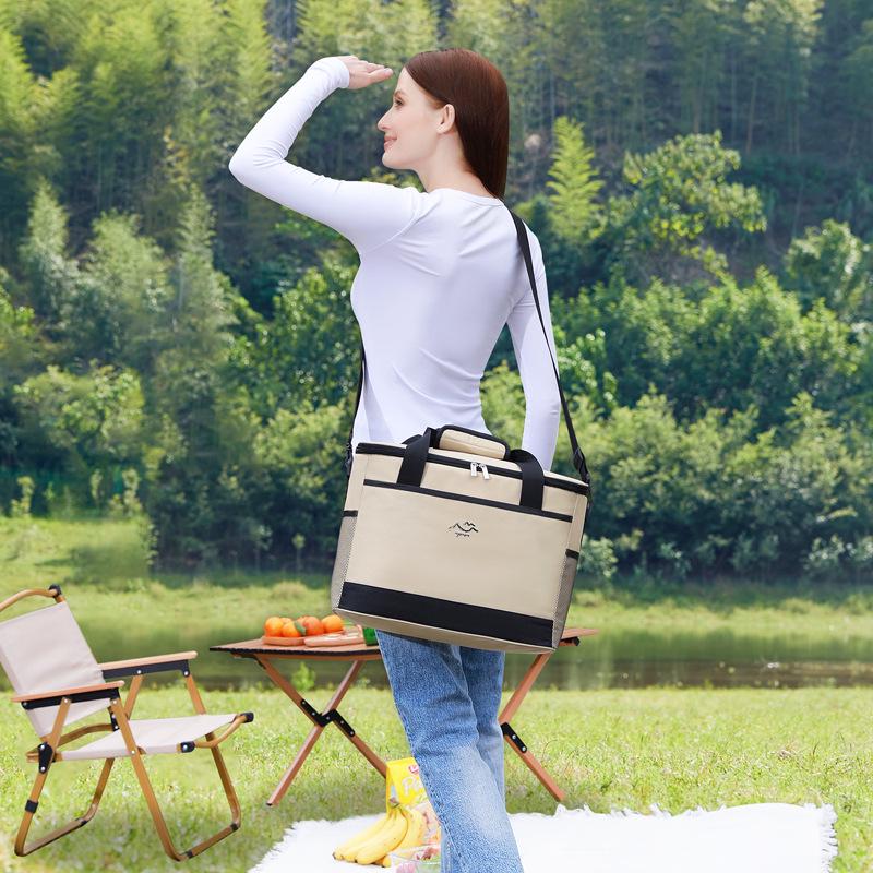 Large Capacity Insulated Square Lunch Bag with Thickened Oxford Cloth and Aluminum Foil