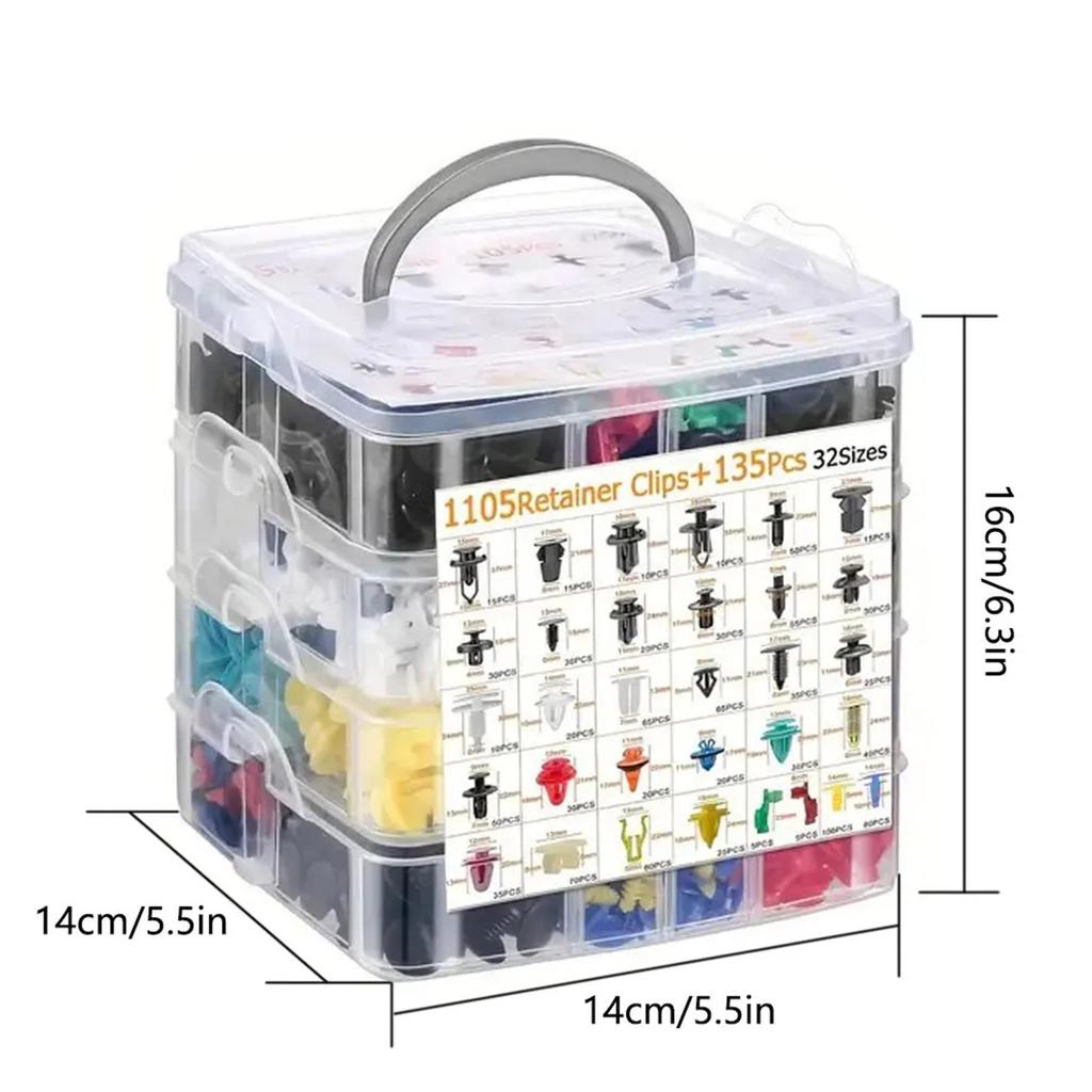 1240Pcs Car Retainer Clips & Body Clips Kit Nylon Bumper Fender Rivets Door Panel Clips Plastic Rivets with 10 Cable Ties