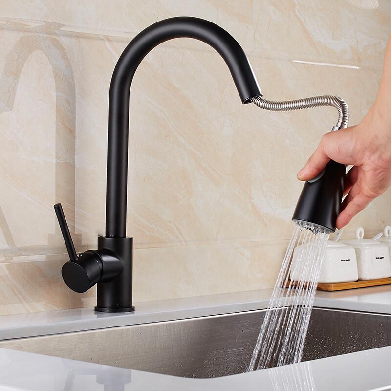 TLXT Wall-Mounted Pull-Out Kitchen Faucet