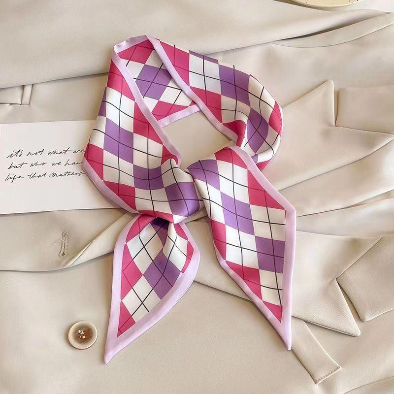 

Маленький длинный шелковый шарф, повязка на голову, лента для волос, женский шарф, белый и универсальный, завязанная лента для волос, завязанный ремешок, подарок на руку, шелковый шарф, шарф. 90