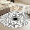 Crystal velvet carpet Modern Round Area Mat -  Crystal Velvet, Non-Slip Dot Backing, Black & White Line Design,