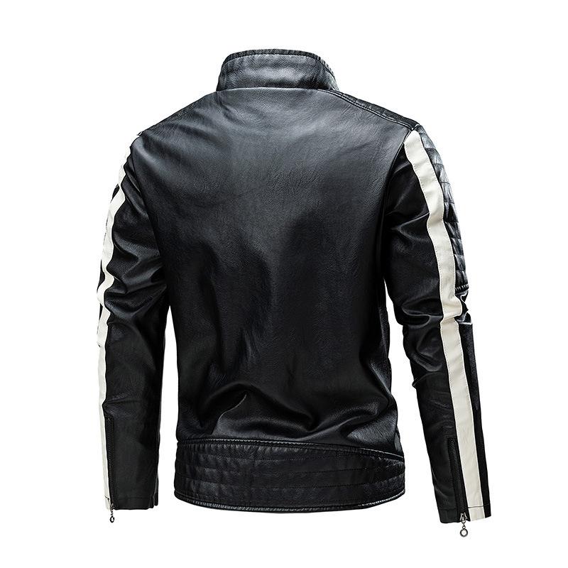 Men's Splicing Fashion Leather Jacket New Bike Leather Jacket Large Size Men's Clothing