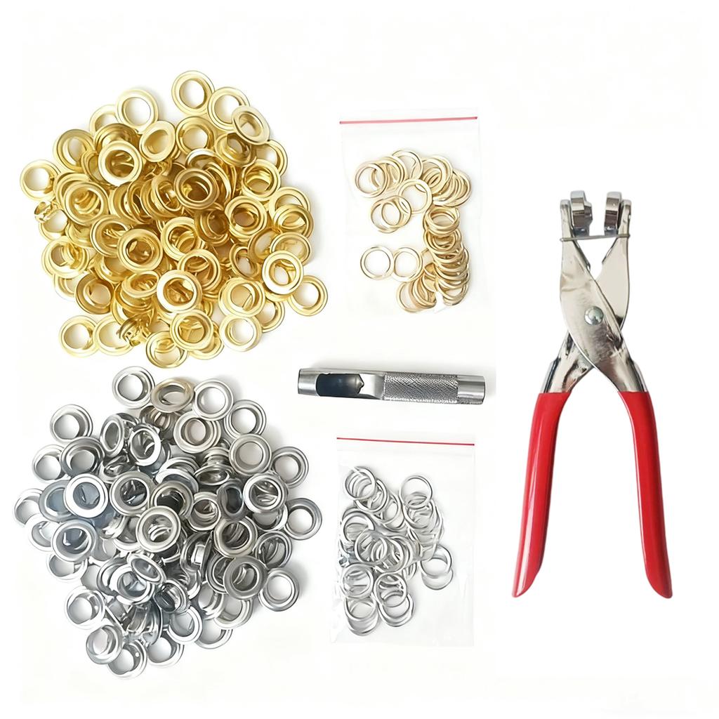 200 Piece 12mm Floral Eyelet Grommet Kit With Punch Pliers And Hole Punch Tool For Leather Fabric Crafting In 2 Colors