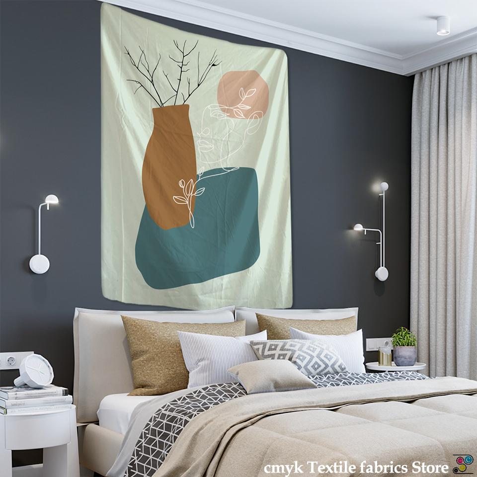 Vaso di Fiori Viso Arazzo da Parete Semplice Vento INS Piccolo Fresco Hippie Bohemien Colorato Decorazione Casa