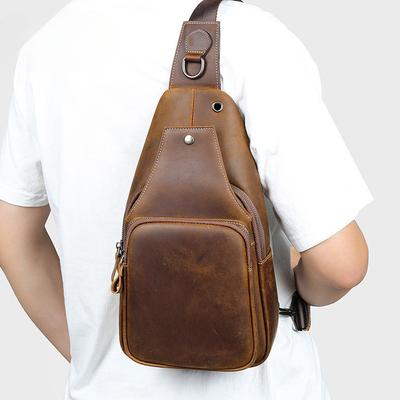 Borsa in Vera Pelle Borsa da Petto da Uomo Borsa a Tracolla da Petto in Pelle Bovina Strato Testa Borsa a Spalla di Tendenza