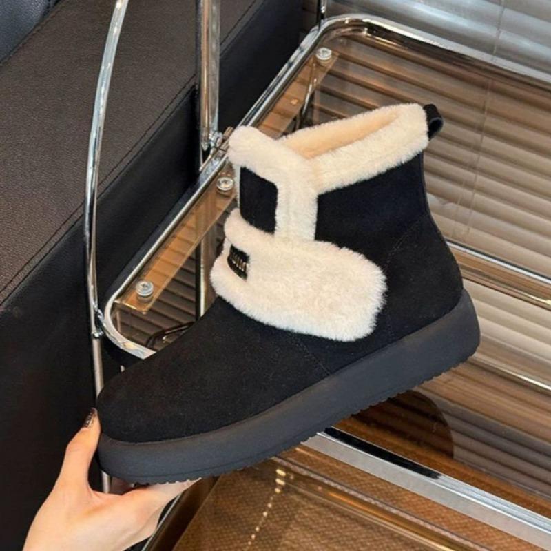 Flats Fur Ankle Platform Suede Snow Boots Women Winter Plush Warm Cotton Shoes 2025 Trend Casual Shoes Cozy Non Slip Botas Mujer