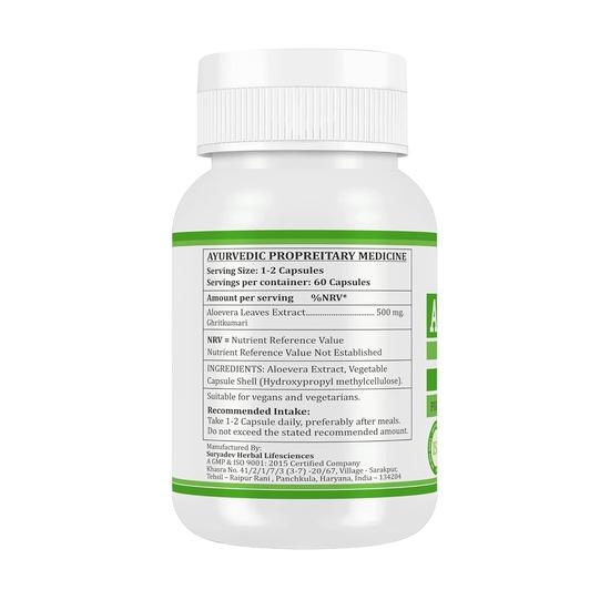 Morsan Nutraveda Aloe Vera (Ghritkumari, Aloe Vera) Kapseln - 60 Veg. Kapsel x 500 mg| 100% Veganes & Pflanzliches Nahrungsergänzungsmittel (1 Packung mit 60 Kapseln)