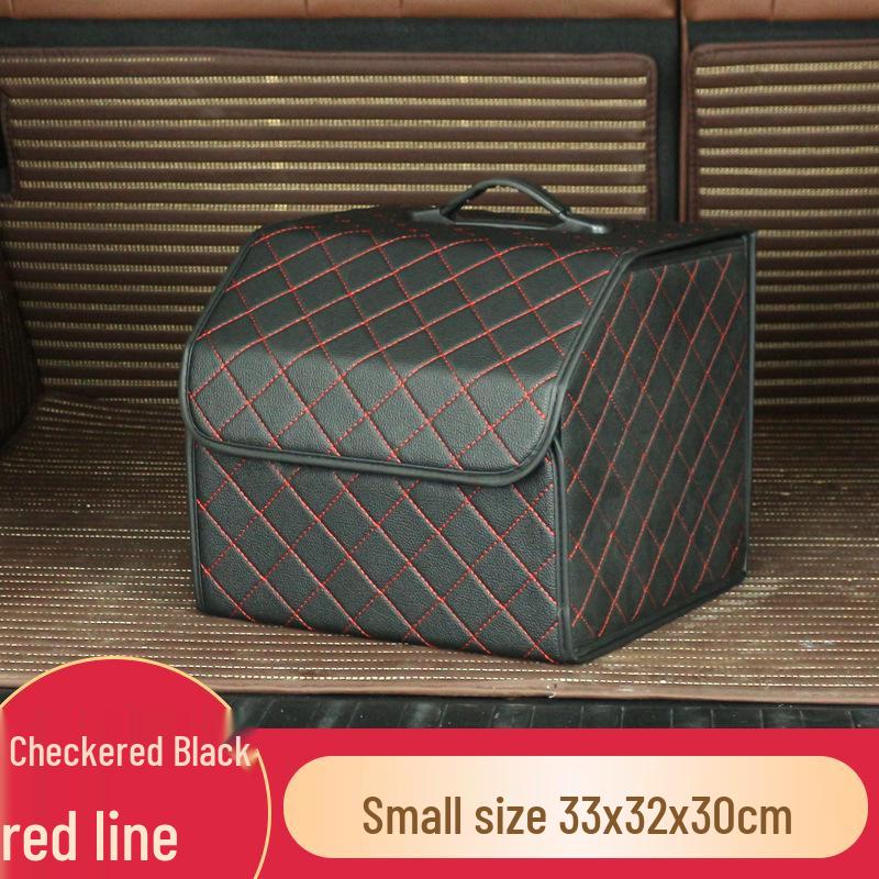 Trunk Storage Box: Multifunctional Folding Car Organizer with Logo-Printed Leather