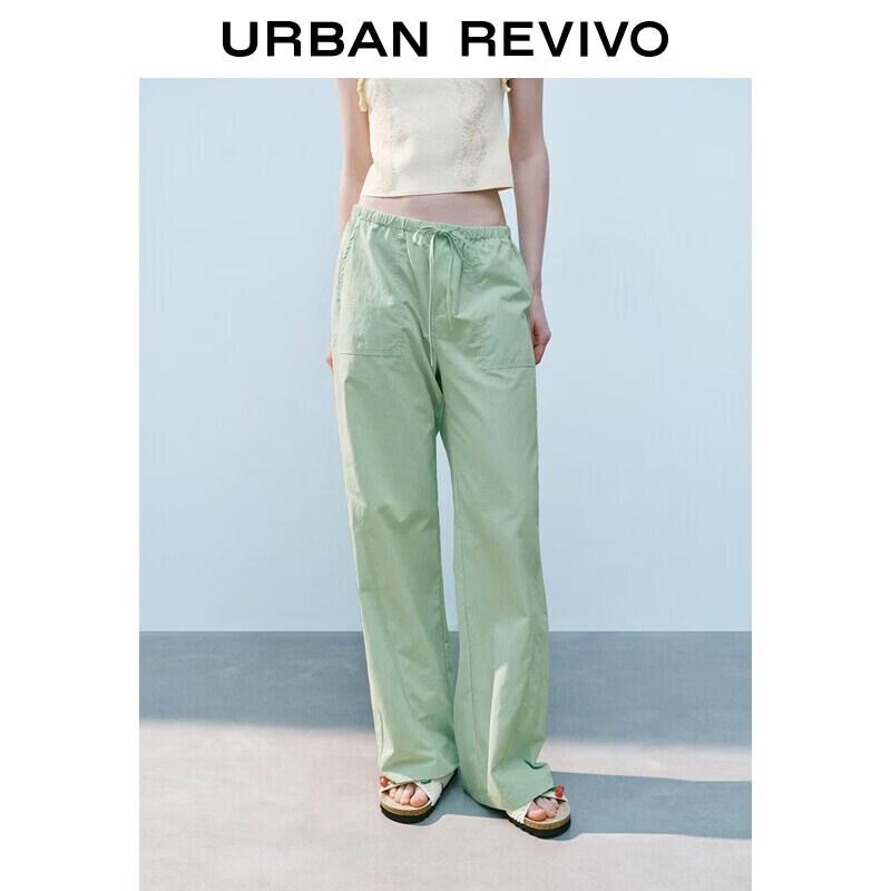Women s Elastic Waist Drawstring Wide-Leg Pants L