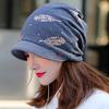 WHITE FANG Knitted Hat with Brim Feather Cap Neck Warmer Stylish CA375 Women's (04 Brown)