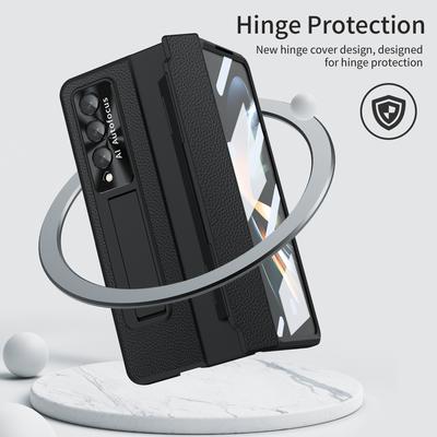 Anti -Scratch Leather Phone Accessories Case For Samsung Galaxy Z Fold4 Fold 4 Fold3 Fold 3 Zfold4 Tempered Glass Film Cases