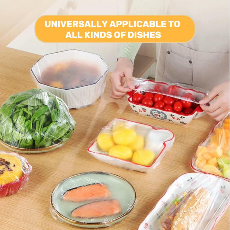 1200pcs Disposable Plastic Wrap | Elastic Cover Film for Fruits,Vegetables,Plates, Bowls-Durable, Ideal for Kitchen,Picnics,BBQs