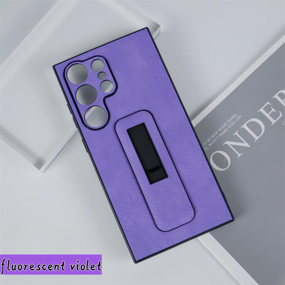 

Роскошный ультратонкий кожаный чехол с невидимым кронштейном для Samsung Galaxy S24 S23 S22 S21 Ultra Plus, защитная мягкая задняя крышка для камеры For Galaxy S23 ultra фиолетовый