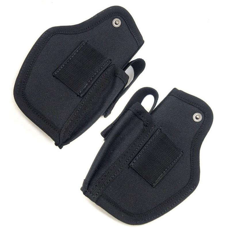 Molle Right Left Interchangeable Tactical Pistol Hand Gun Holster Hunting Black Magazine Slot Holder Bag