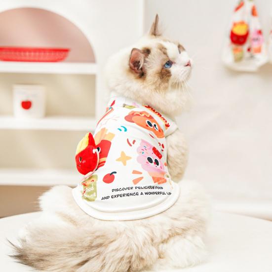 

Dog Shirt Summer Ice Silk Pet T-Shirts Soft Breathable Burger Fries Ice Cream Print Sleeveless Vest for Small Medium Dogs M B