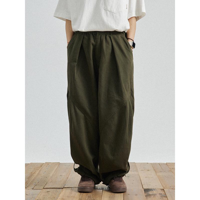 Retro Elastic Waist Tooling Trousers for Men and Women, Spring and Autumn American Trendy Brand Casual Loose Wide-leg Trousers for Men