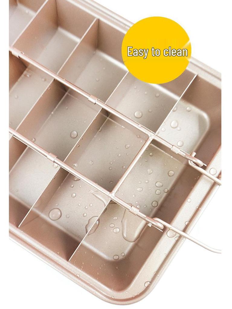 In Stock Non-Stick, Fixed Bottom 18-Cavity Brownie Pan - Square Cake and Bread Baking Mold