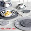 Placemat Pad Coasters Kitchen Table Mats Cotton Linen Knitting Bowl Mats Padding Mat Insulation Pad
