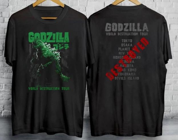 

Футболка Godzilla World Destruction Tour Лицензированная Поп-культура Фильм S5XL Унисекс Футболка XXXXL