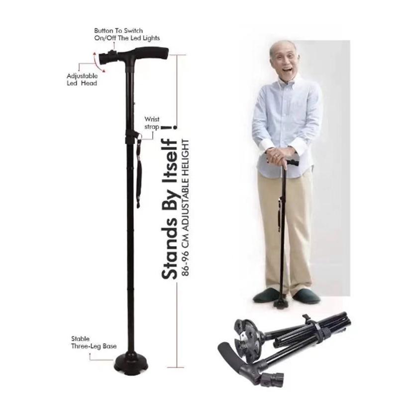 Cross-Border Trusty Cane: Five-Section Lighted Walking Stick with Voice Broadcast