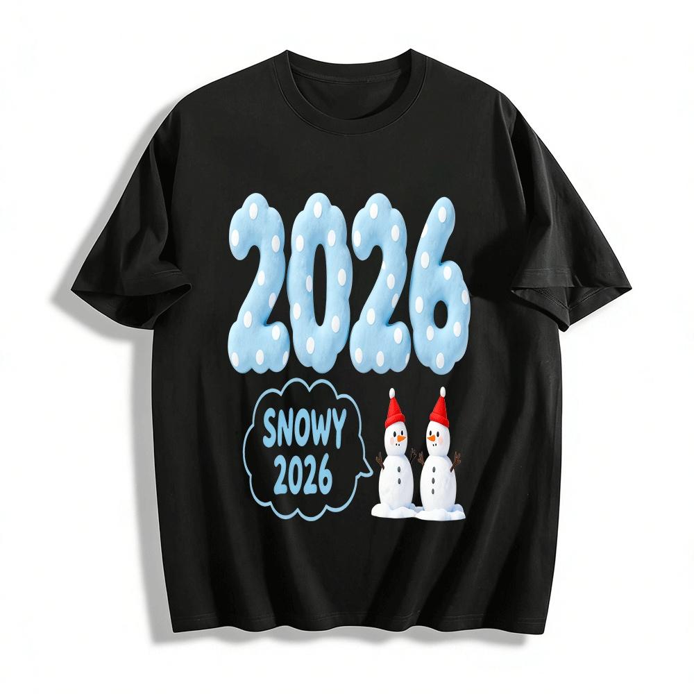 Snowy 2026 Snowman Print Kids Casual Long Sleeve Top Pure cotton T-shirt XXS