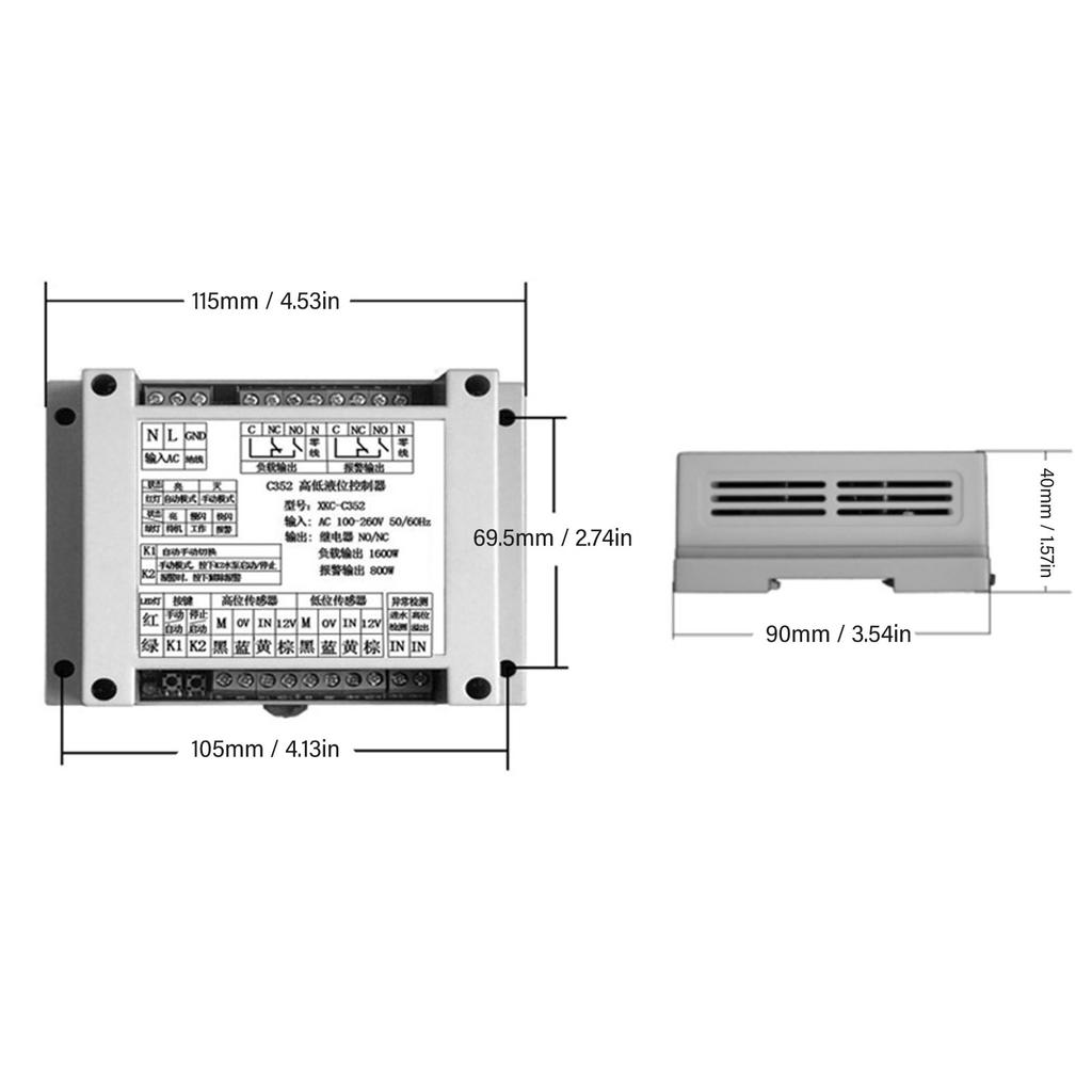AC100 bis 260 V Automatischer Wasserstandsregler XKC C352 3P berührungsloser Flüssigkeitsstandssensor für Tank 