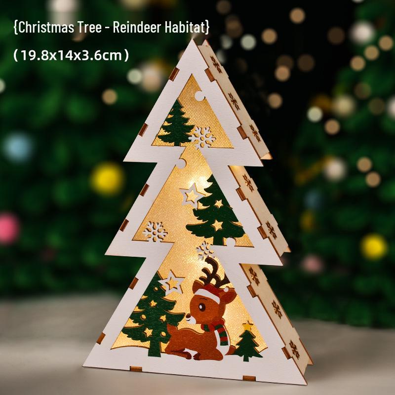 Luminous Handmade Wooden Christmas Tree Ornament Pendant Decor Gift.