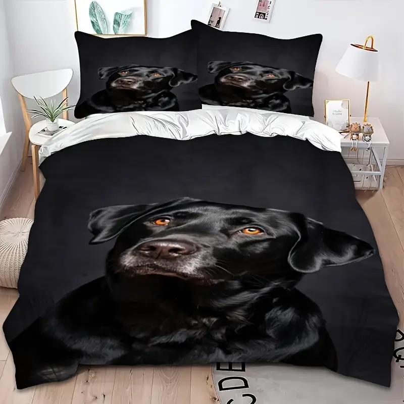 Dog-Themed Duvet Cover Set, Soft, And Breathable, Featuring Animal Print Bedding,Cute Dog Pattern Duvet Cover Set, Polyester