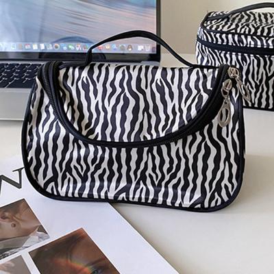 Zebra Print Makeup Bag Waterproof Nylon Jewelry Digital Makeup Organizer for Home