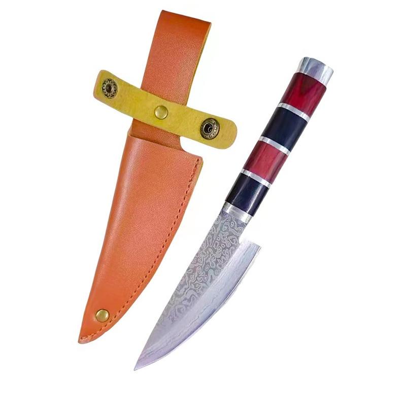 Laser Damascus Kitchen Knives Chef Slicing Meat Fruit Tomato Steak Knife Wood Handle Butcher Boning Knife Barbecue Cleaver Meat
