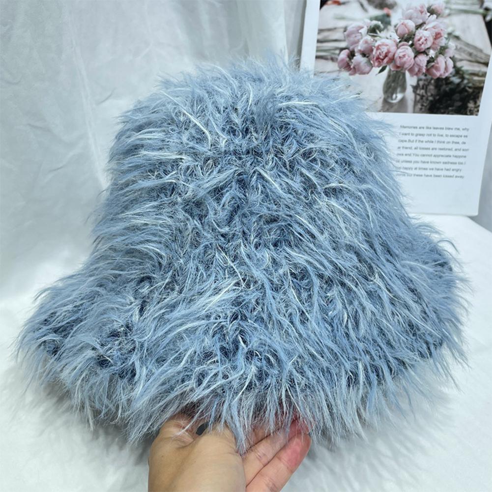 1Pc Retro Women Plush Bucket Hats universal Casual Show Face Warm Hats Autumn and Winter Versatile Multi-purpose Knitted Cap