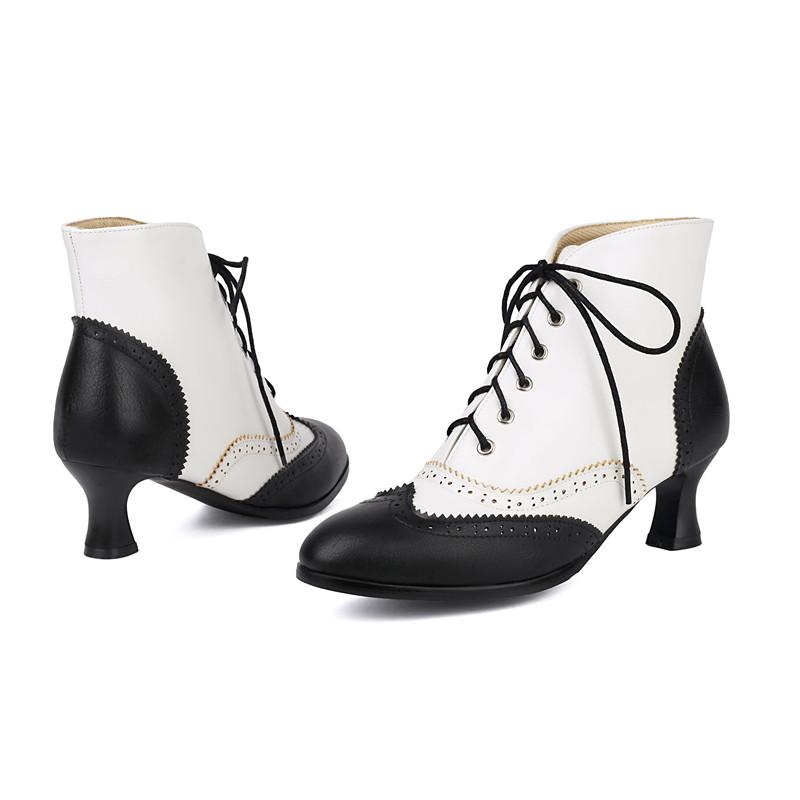 95Women s high-heeled short boots autumn and winter new engraved retro British style large size lace-up short boots 35 4879₽