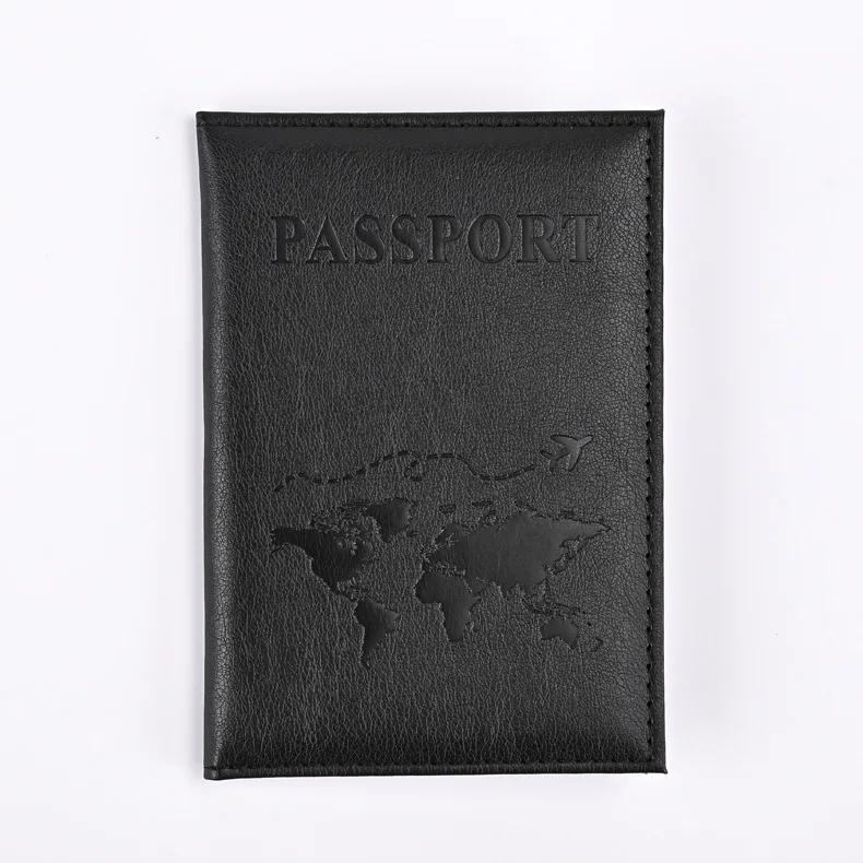Unisex Airplane Travel Passport Cover PU Leather World Map Case ID Card Holder Wallet