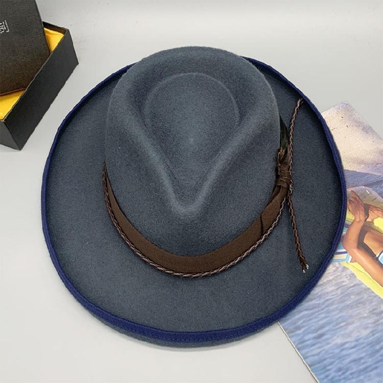 Elegant Feather Homburg Wool Styling Hat with Wide Brimmed Flat Hat Wide Brimmed Western Hat for Casual Wear