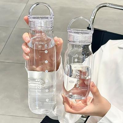 Transparent Portable Water Cup Leak Proof Cold Drink Cup Graduated Cup Sports Water Bottle  Hiking