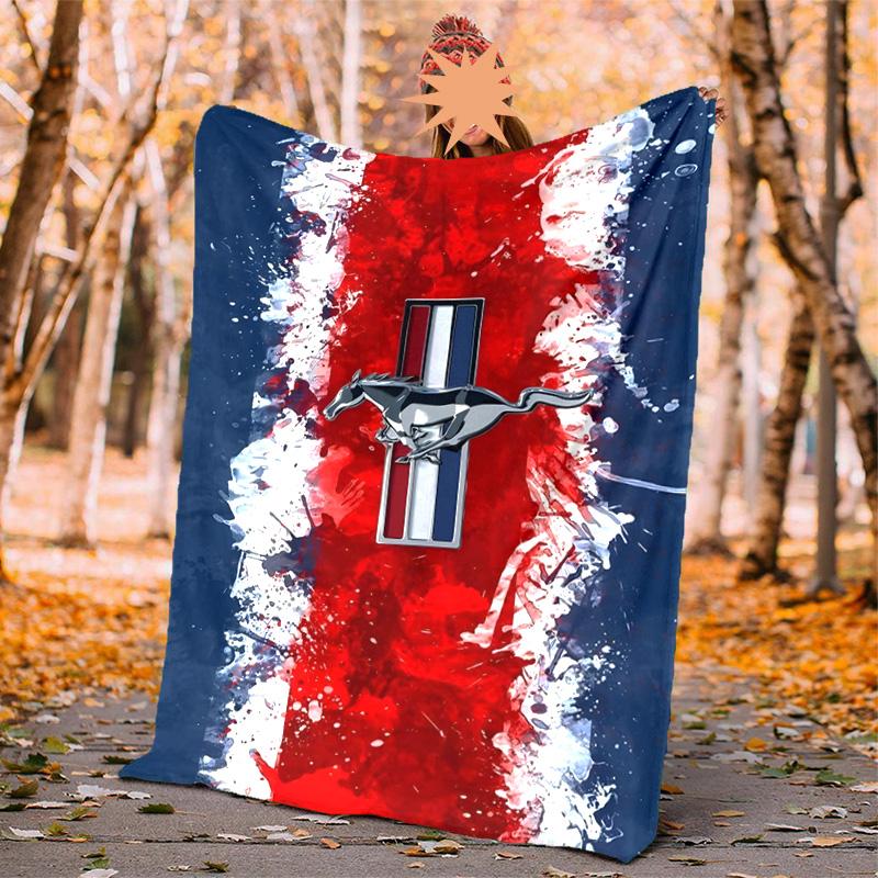 Coperta in Flanella Mustang Morbida Calda per Tutte le Stagioni, Design per Campeggio, Viaggi in Auto, Escursionismo Divano, Letto, Ufficio Regalo Perfetto per Feste