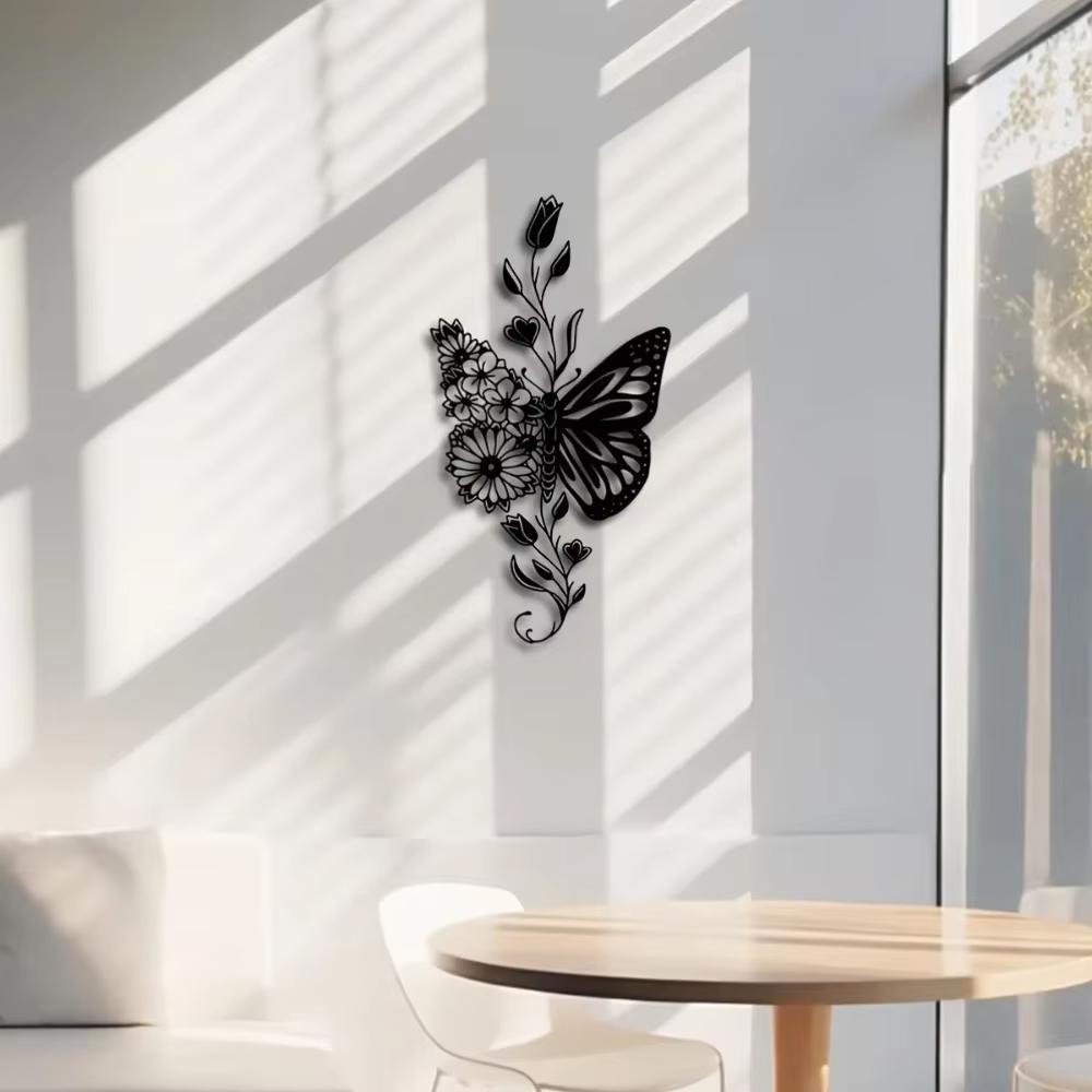 Stunning Iron Butterfly Wall Decor Outdoor Porch Ornament Floral Home Living Room Iron Butterfly Wall Outdoor Iron Butterfly