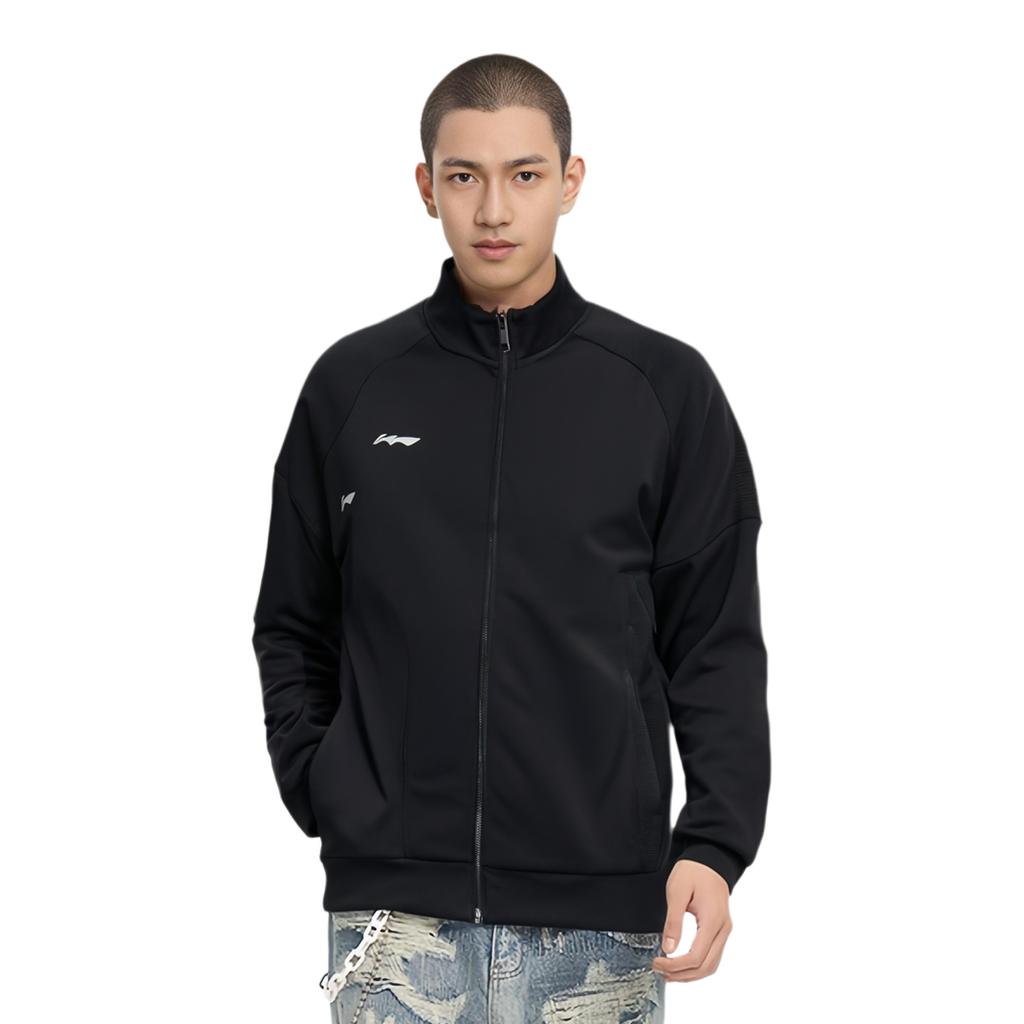 Li Ning Ping Pong Series Solid Color Logo Cardigan Sweatshirt Men Sweatshirt Black AWDR749-2