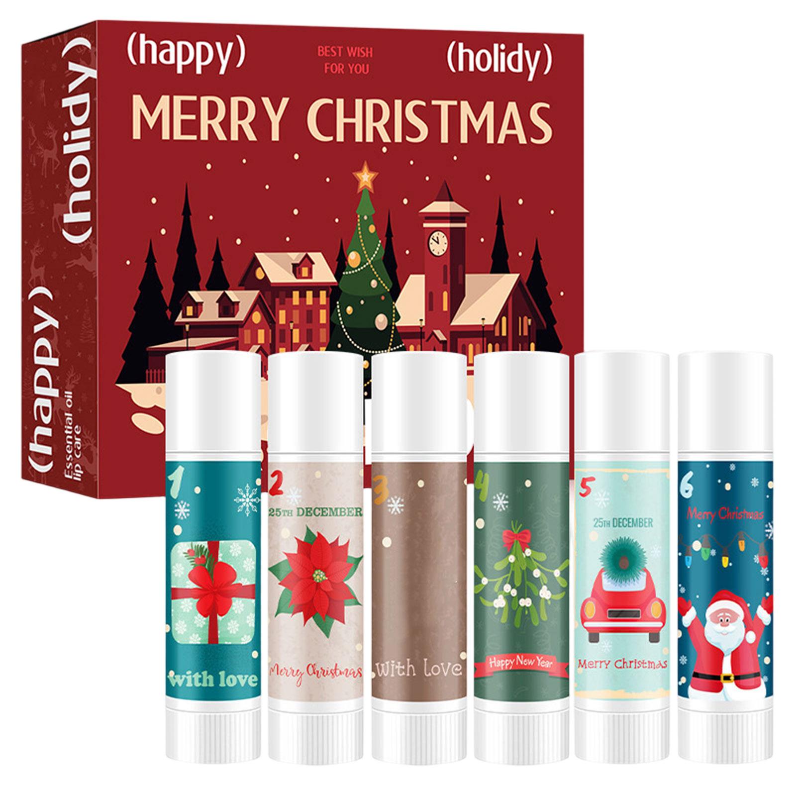 

Рождественский подарочный набор бальзамов для губ, 3 фруктовых вкуса, увлажняющий бальзам для сухих потрескавшихся губ, в изысканной упаковке, подарки для ухода за губами для женщин и мужчин One Size