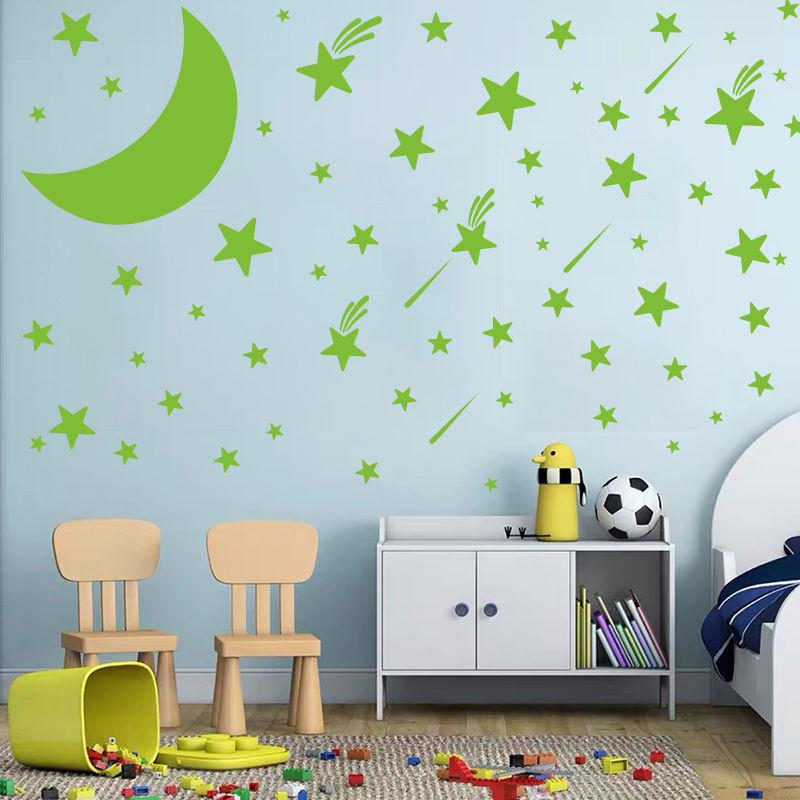 Glowing Wall Stickers Stars Moon Creative Decals for Kids Bedroom DIY Living Room Home Decoration Self Adhesive Switch Posters
