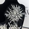 3Pcs New Flower Shape Beaded Applique Patches Sparkling Sew-on Flower Beads Patch Handmade Bridal Gowns Decoration