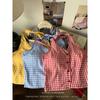 Kumikumi Retro Gyaru Plaid Halter Top Sling Women Clothes Summer Niche Chic Slimming Outer Wear Top