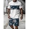 Men's Summer Vacation Short-Sleeve Shirt and Shorts Set Hawaiian-Style Fashion Set Men's Casual T-Shirts Outdoor Beach Shorts