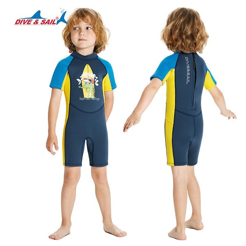 2.5MM Children's Diving Suit One-piece Short-sleeved Warm Middle Snorkeling Surfing Swimsuit