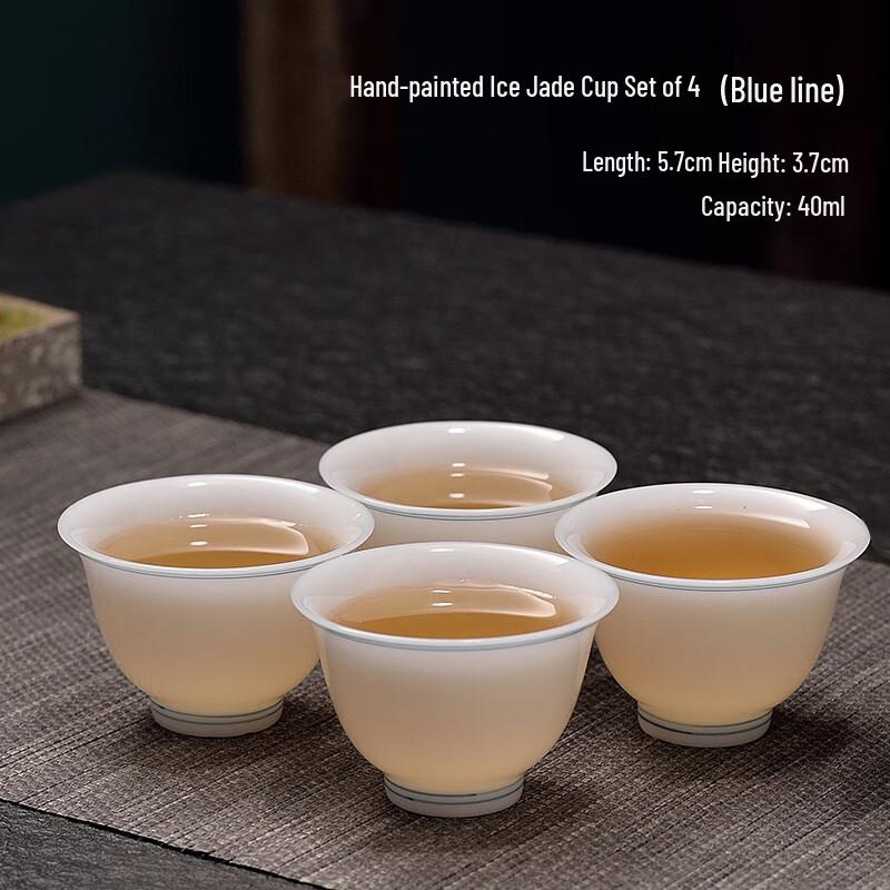 Yi Lu Tang Hand-Painted Ice-Jade White Porcelain Gongfu Tea Cups