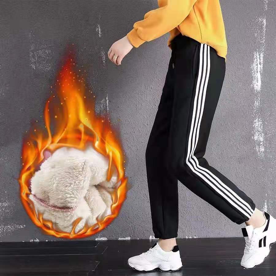 Women's High Waist Harem Pants Loose Fit Sweet Girl Style Fleece Lined Drawstring Warm Casual Nine-point Daily Jogger Trousers