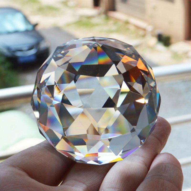 Clear Cut Crystal Sphere 50mm Faceted Gazing Ball Prisms Suncatcher Decor Home