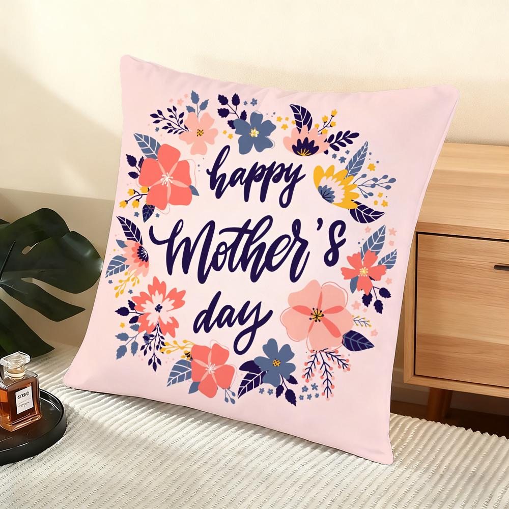 Happy Mother'S Day Cushion Cover Soft Short Plush Pillow Cover Smooth Cozy Texture Aesthetic Cushion Case Home Decor