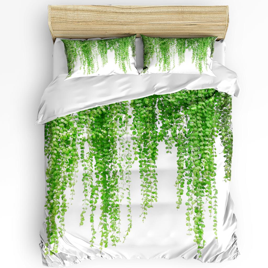 Comforter Plant Green Rattan Leaves Printed Comfort Pillow Case Home Textile Boy Kid Teen Girl 3Pcs Bedding Set